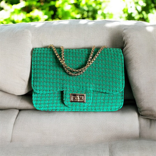 Borsa tweed verde